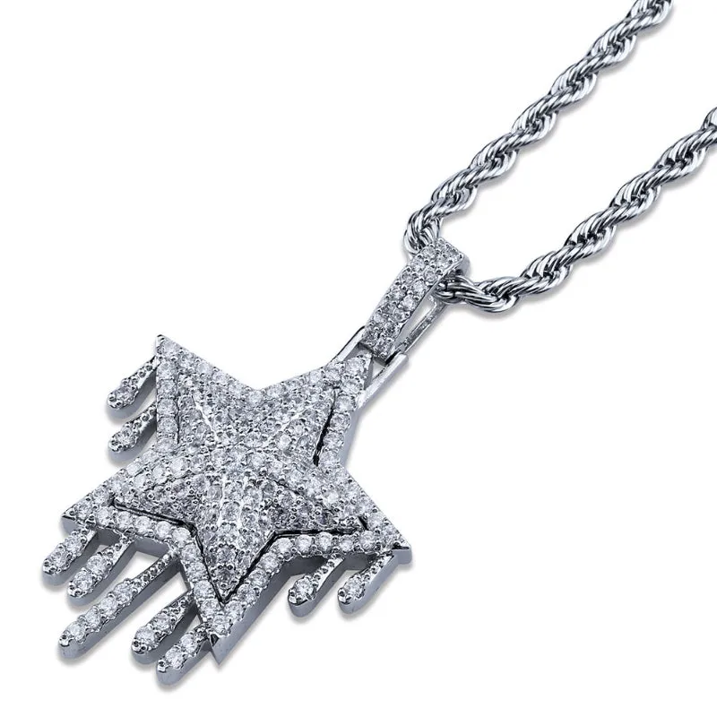 Hip-hop Style Full Zircon Five-pointed Star Pendant