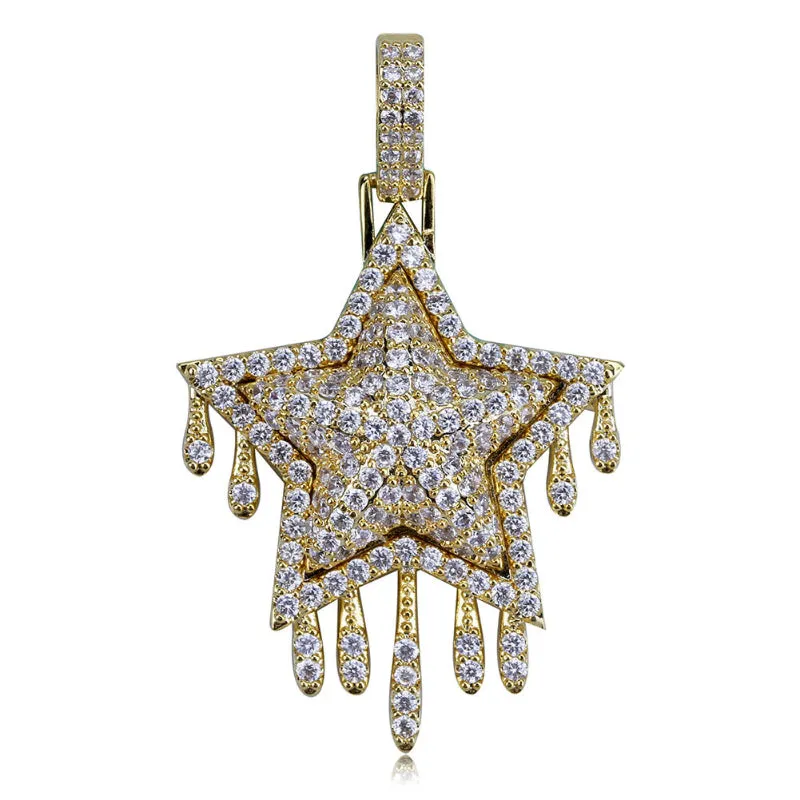 Hip-hop Style Full Zircon Five-pointed Star Pendant