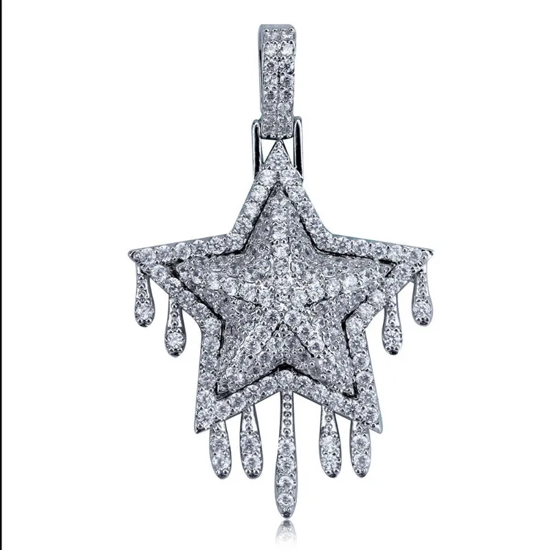 Hip-hop Style Full Zircon Five-pointed Star Pendant