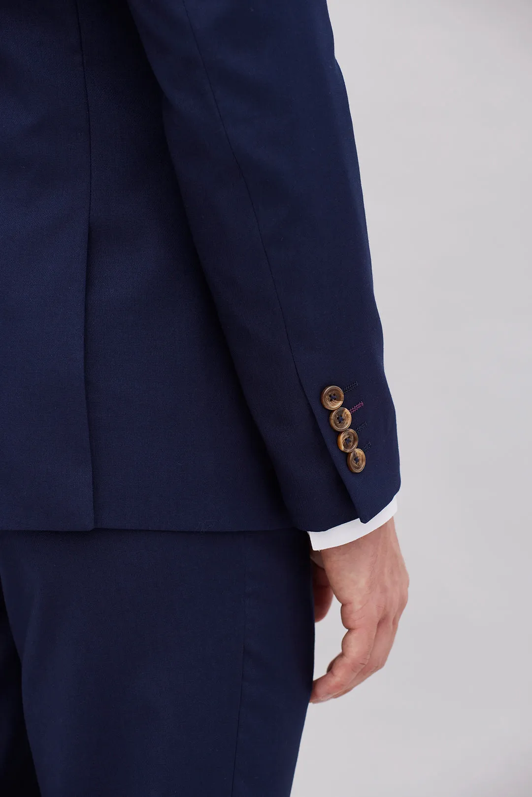 Fumiya Navy Textured Suit Jacket