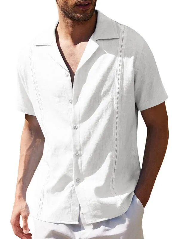 Plain Stitched Linen Shirt for Men