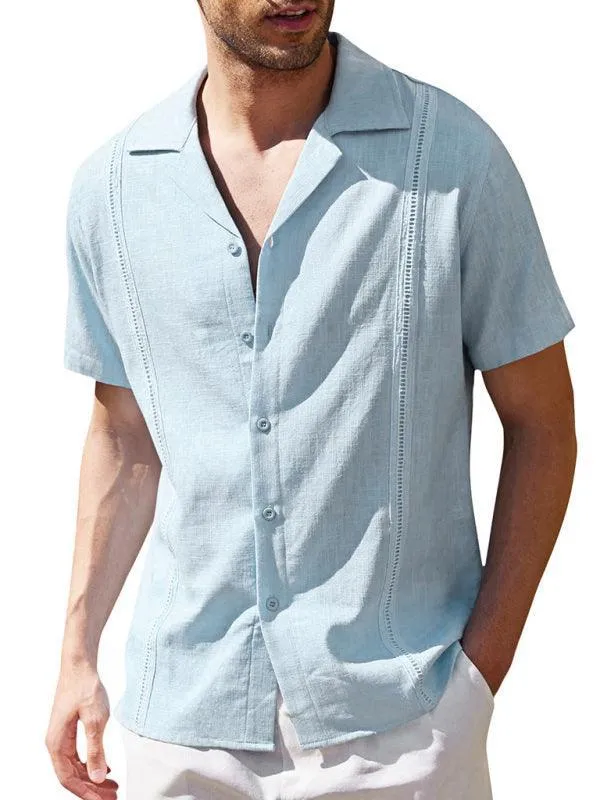 Plain Stitched Linen Shirt for Men