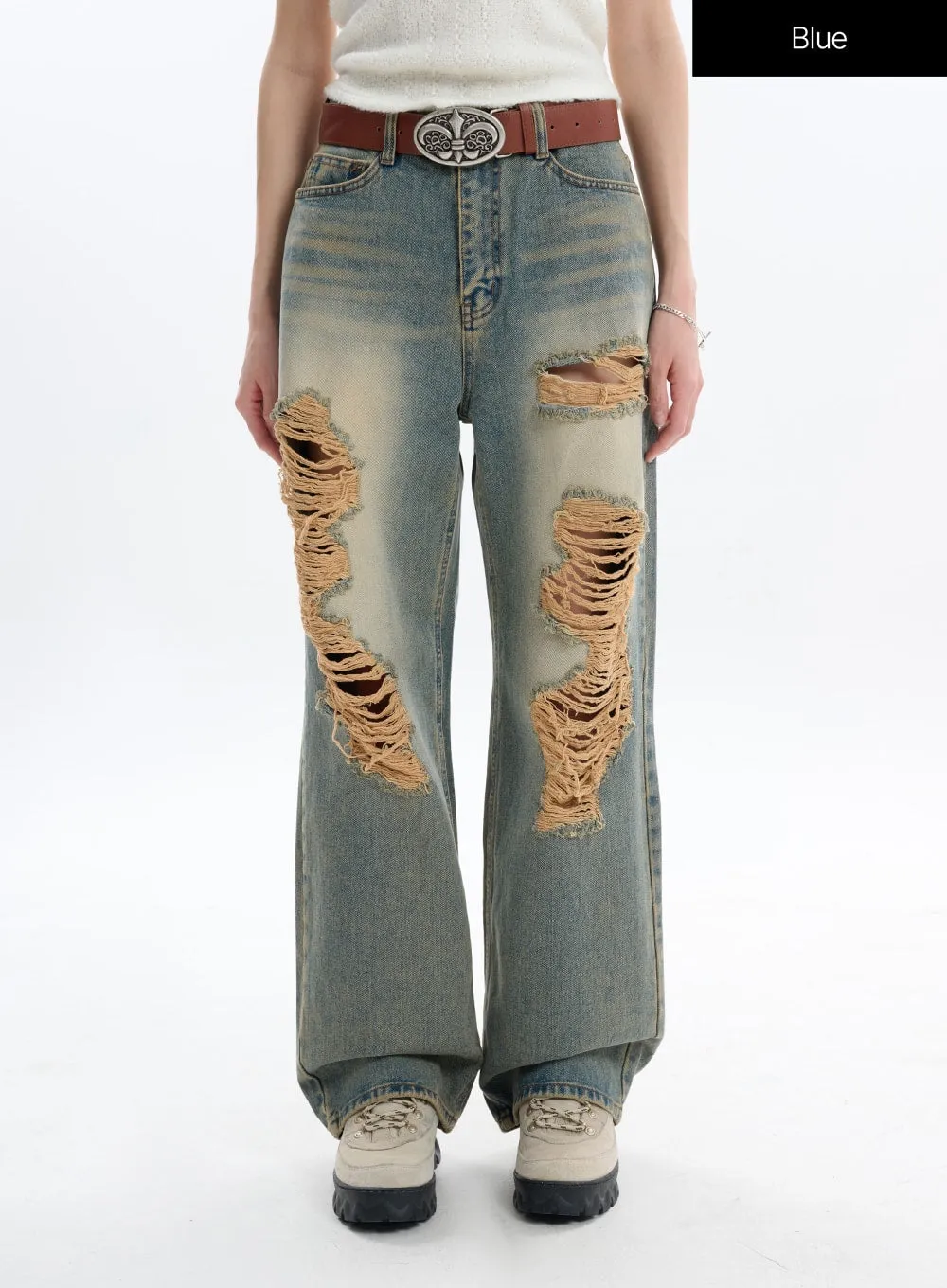 Vintage Ripped Baggy Jeans IF413