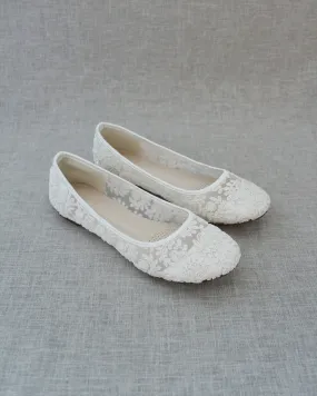 Ivory Crochet Lace Ballet Flats