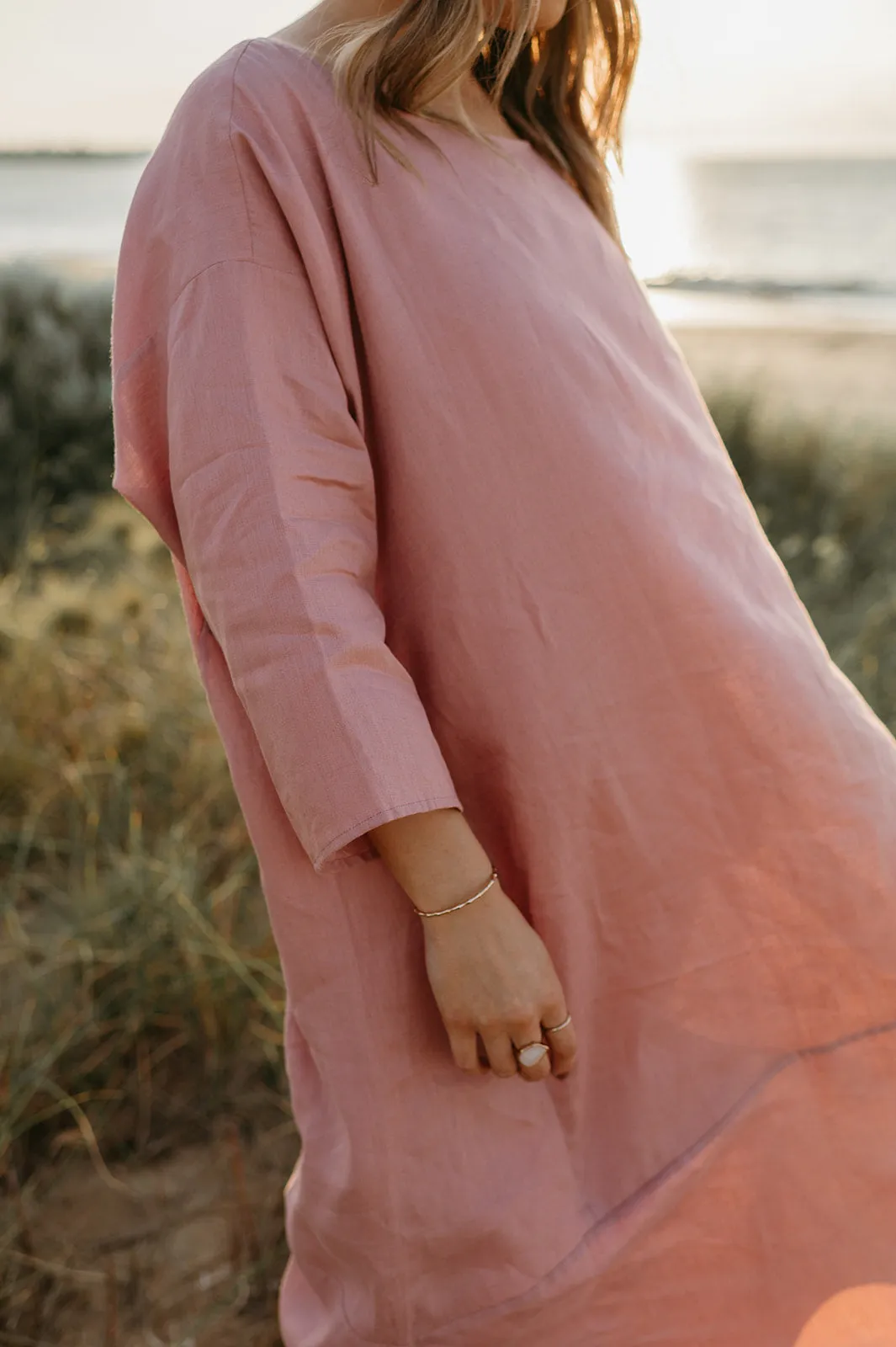 Joselin Linen Dress in Old Rose