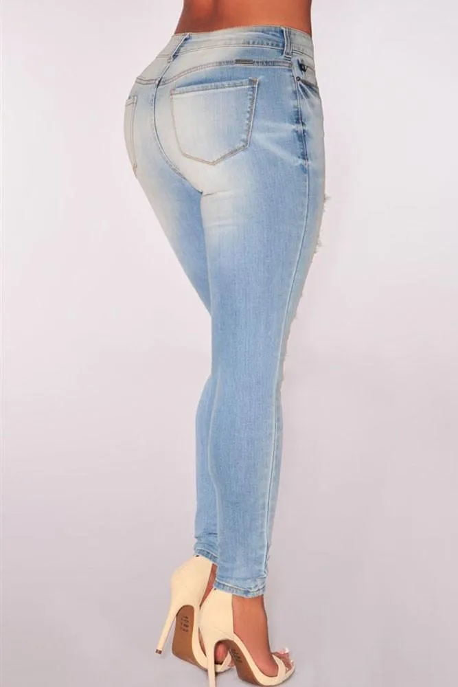 Women Skinny Distressed Stretch Jeans