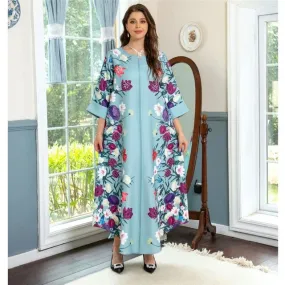 Luxury Print Muslim Dress for Women Islamic Jalabiya AB301 L