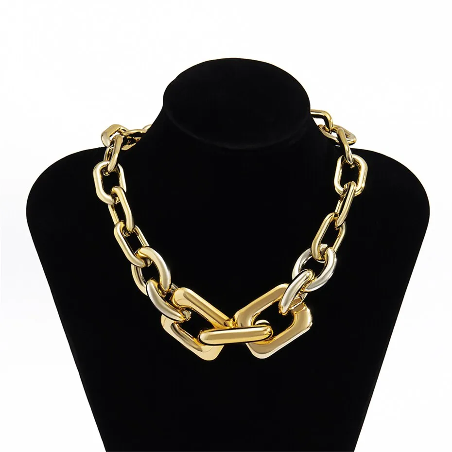 Punk Multi Layered Gold Color Chain Choker Necklace Jewelry for Women Hip Hop