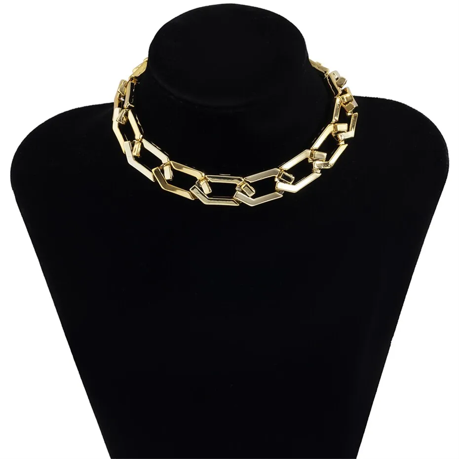 Punk Multi Layered Gold Color Chain Choker Necklace Jewelry for Women Hip Hop