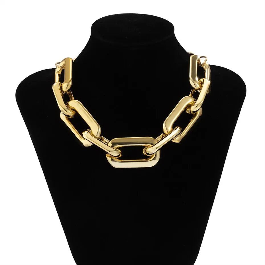 Punk Multi Layered Gold Color Chain Choker Necklace Jewelry for Women Hip Hop