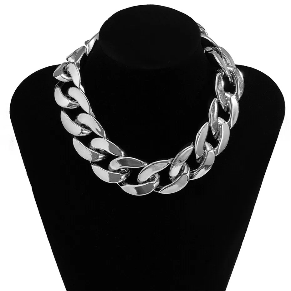 Punk Multi Layered Gold Color Chain Choker Necklace Jewelry for Women Hip Hop