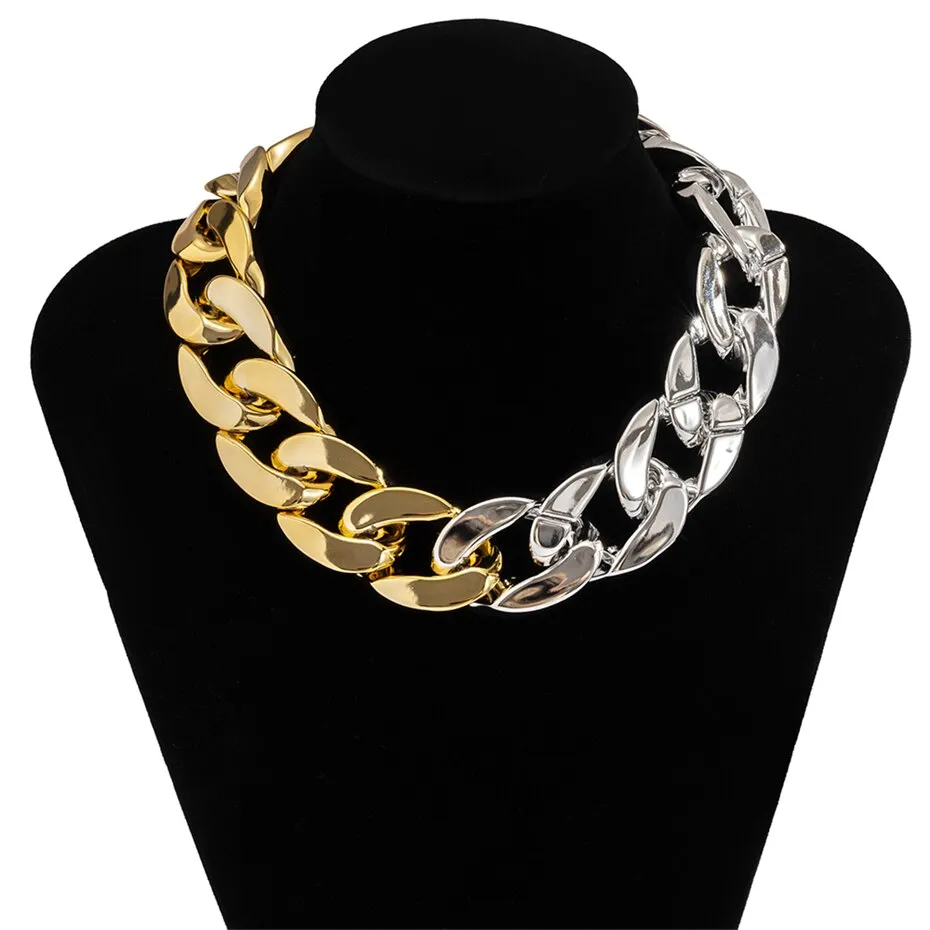 Punk Multi Layered Gold Color Chain Choker Necklace Jewelry for Women Hip Hop