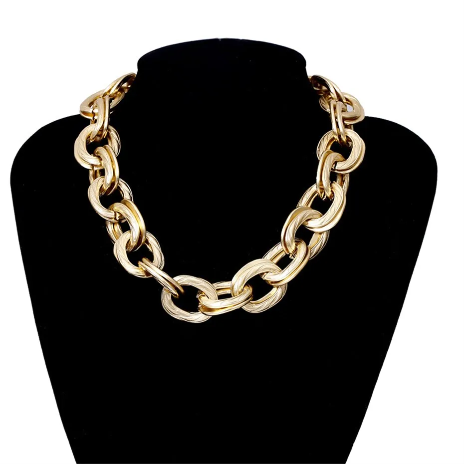 Punk Multi Layered Gold Color Chain Choker Necklace Jewelry for Women Hip Hop