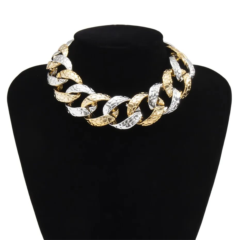 Punk Multi Layered Gold Color Chain Choker Necklace Jewelry for Women Hip Hop