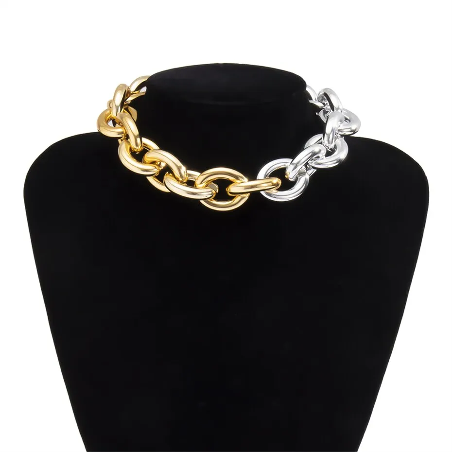 Punk Multi Layered Gold Color Chain Choker Necklace Jewelry for Women Hip Hop