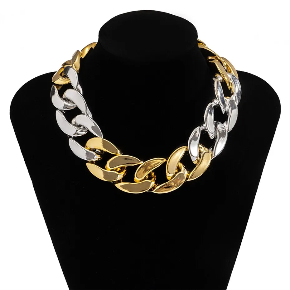 Punk Multi Layered Gold Color Chain Choker Necklace Jewelry for Women Hip Hop