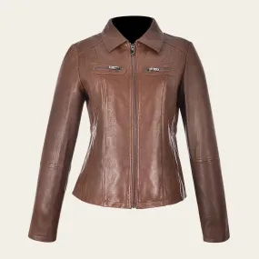 MCMP004 - Cuadra brown dress casual fashion sheepskin leather jacket for women