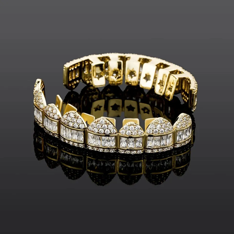 Hip Hop CZ Stones Teeth Grillz Caps S3727996