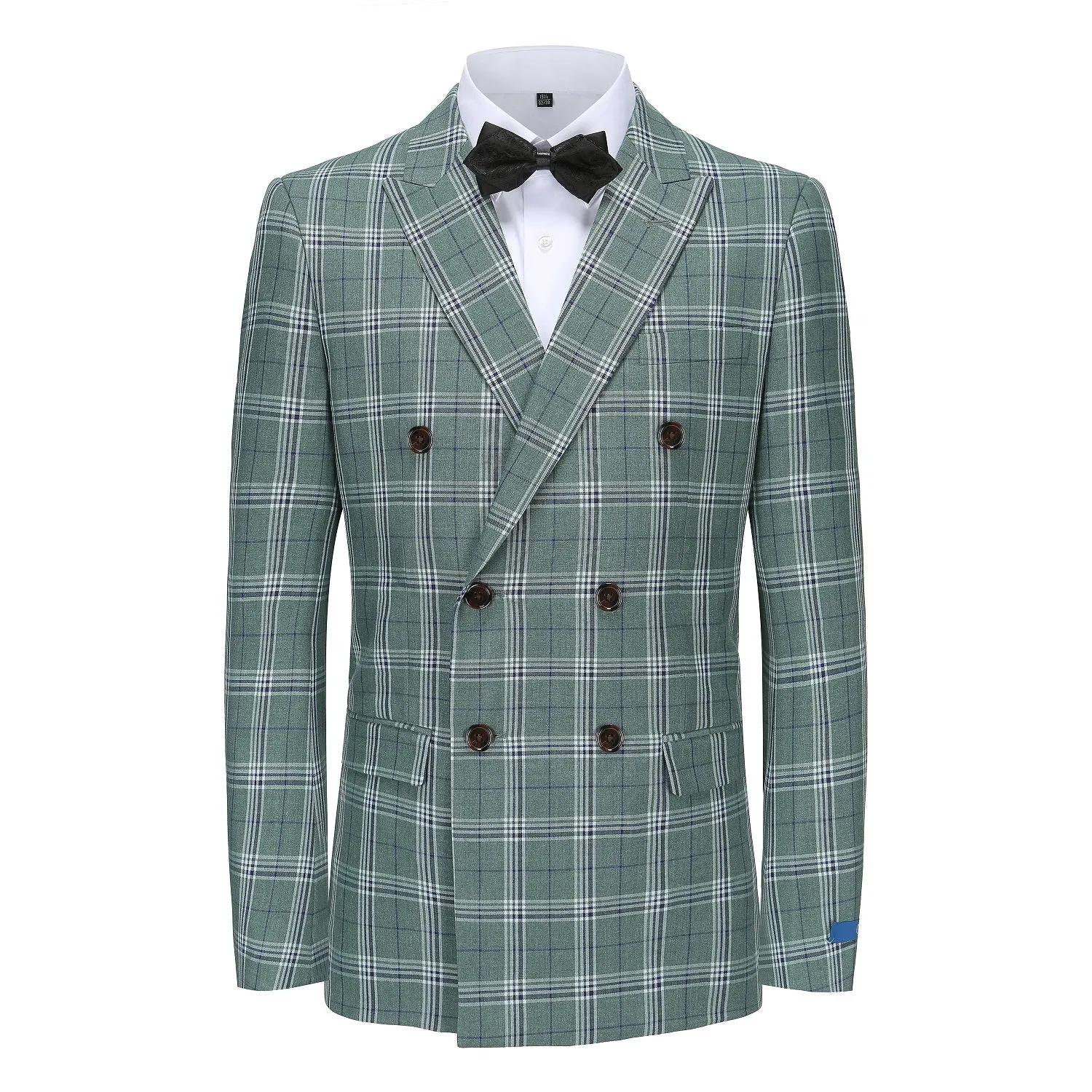 Men's Slim-Fit 2PC Check Double Breasted Plaid Suit