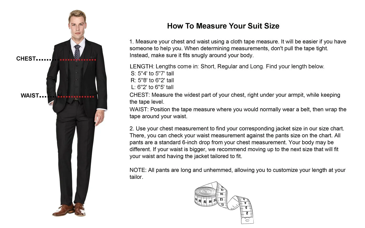 Men's Slim-Fit 3PC Satin Peak Lapel Tuxedo