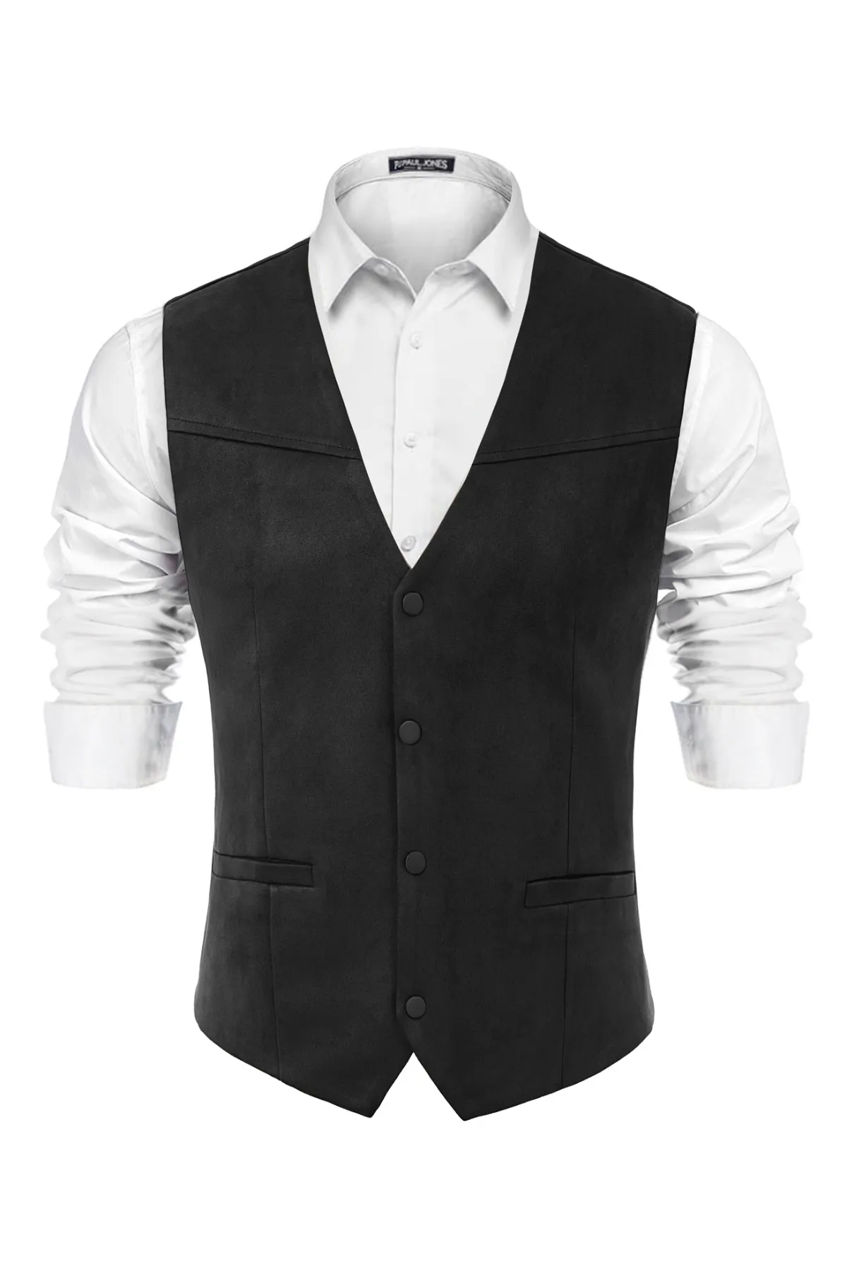 Men's Suede Leather Suit Vest Casual Western Cowboy Waistcoat Leisure Vests