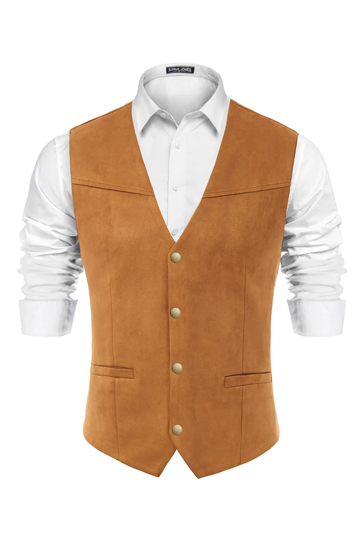 Men's Suede Leather Suit Vest Casual Western Cowboy Waistcoat Leisure Vests