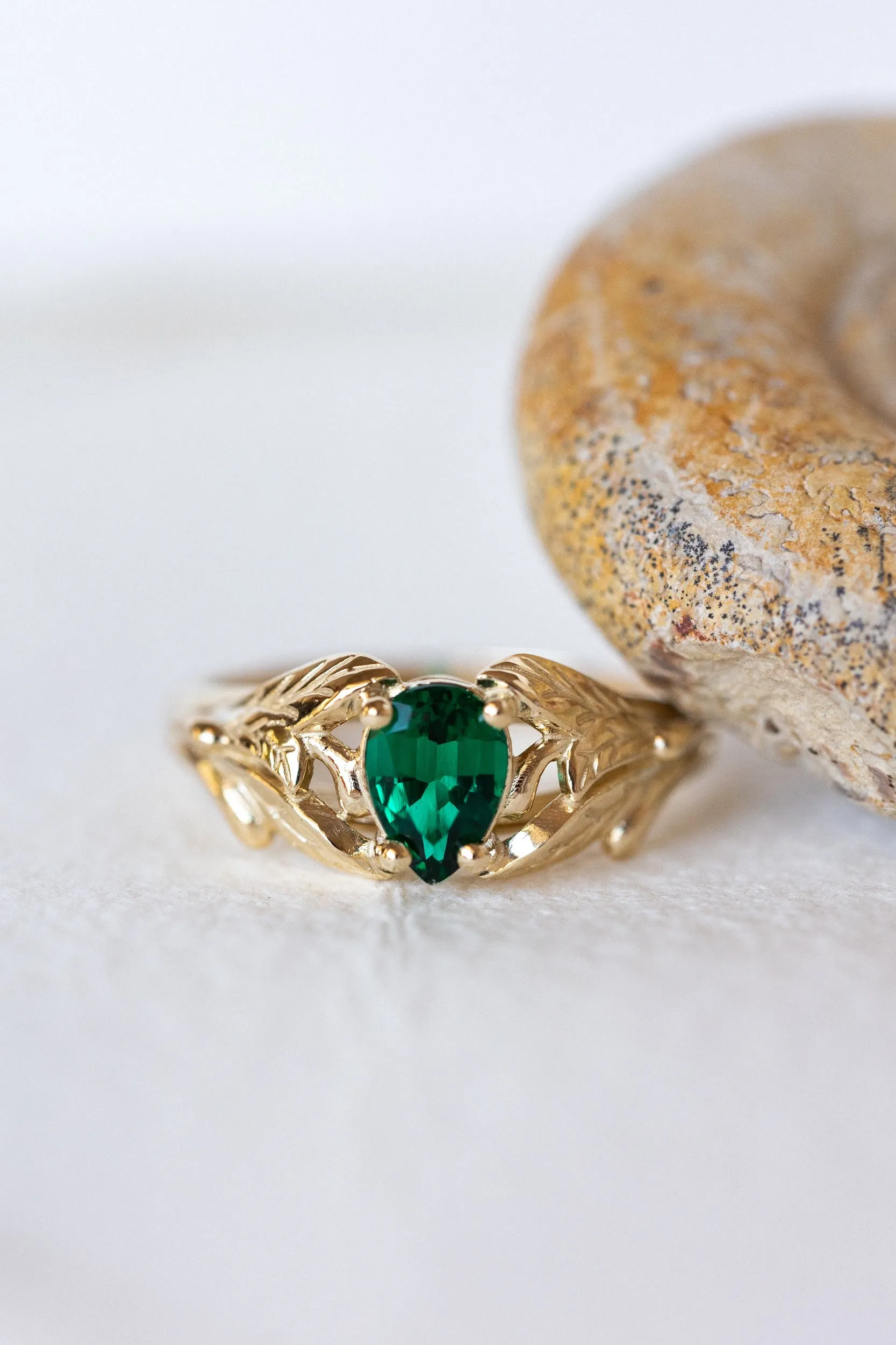 Lab emerald ring, engagement ring for woman / Wisteria