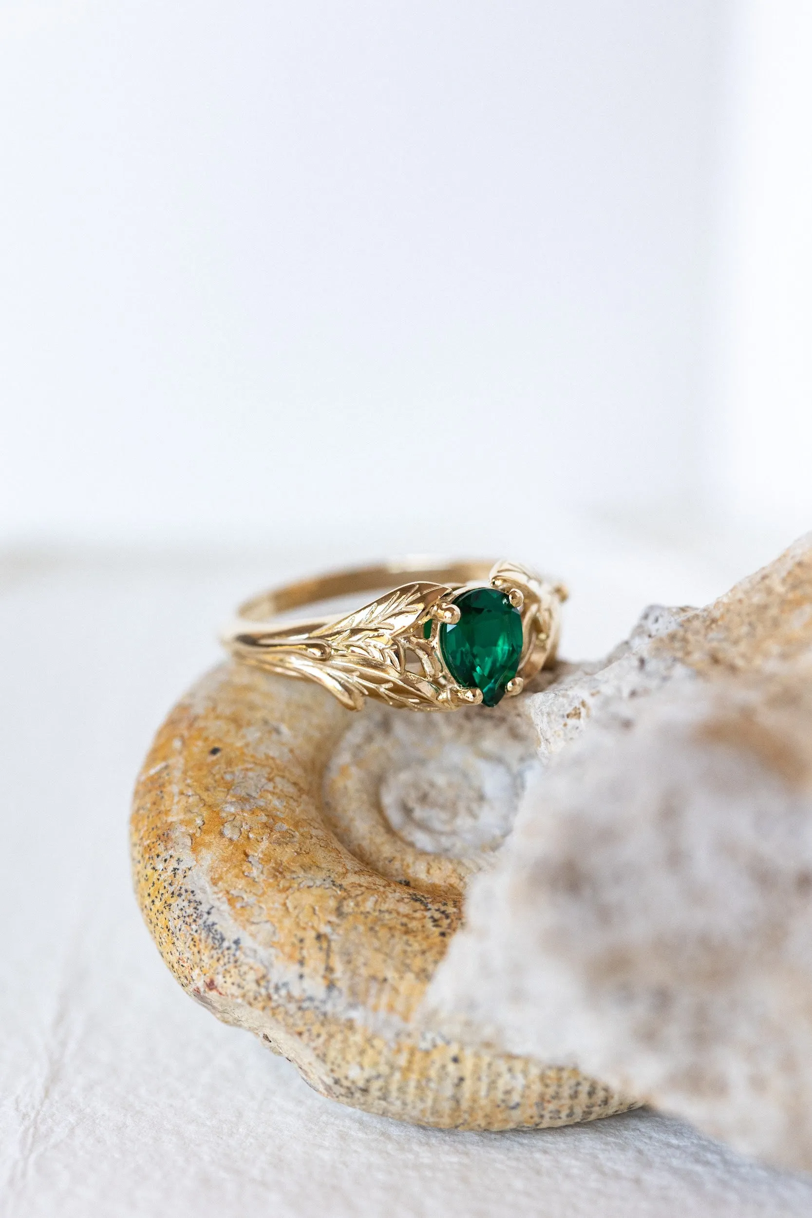 Lab emerald ring, engagement ring for woman / Wisteria