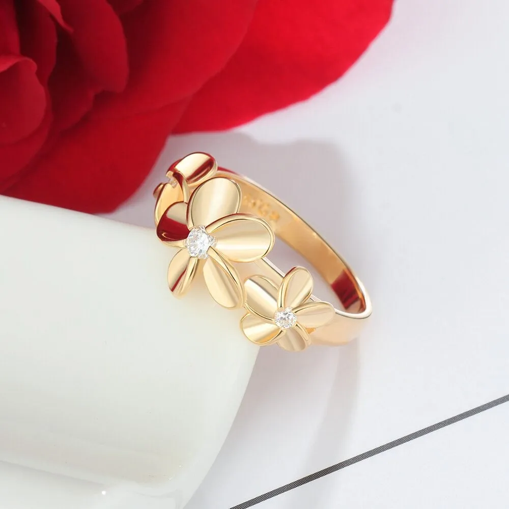 Gold-Color Flower Rings For Women