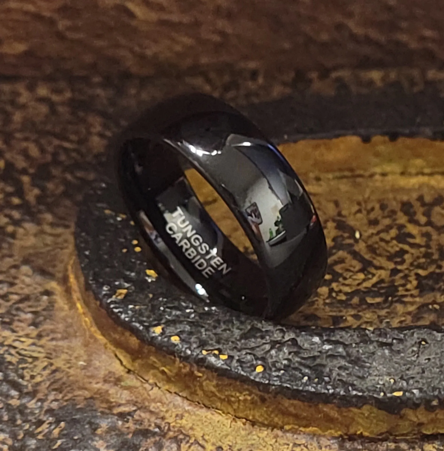 Custom Engraved Men's Black Tungsten Wedding Ring - Wedding Ring For Guy's