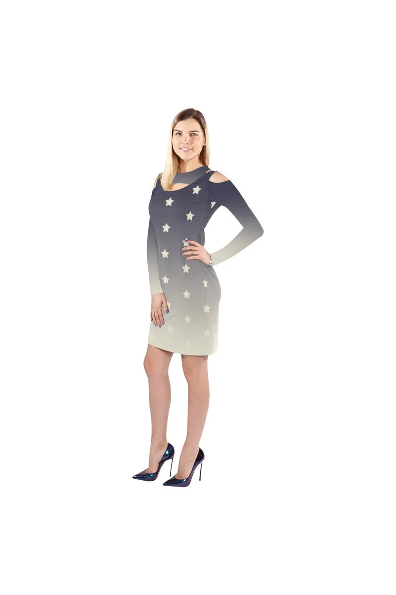 Falling Stars Cold Shoulder Long Sleeve Dress (Model D37)