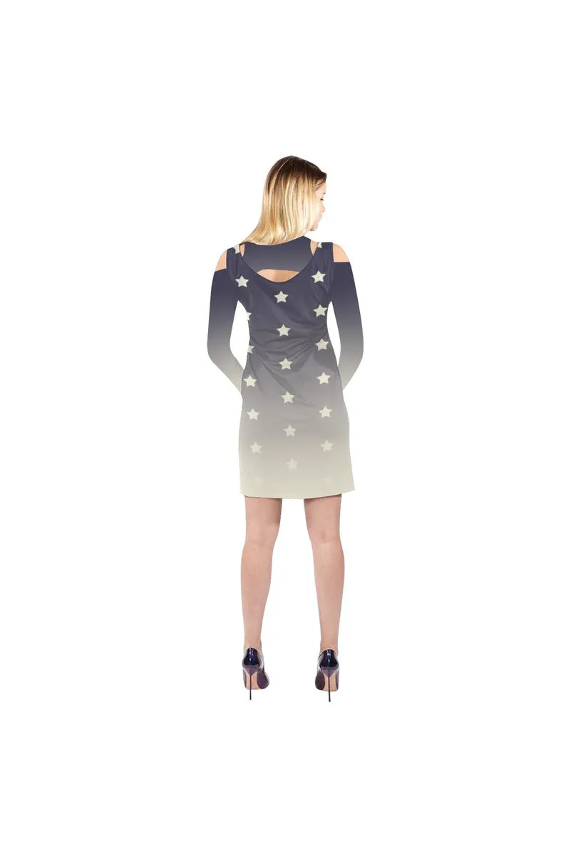 Falling Stars Cold Shoulder Long Sleeve Dress (Model D37)