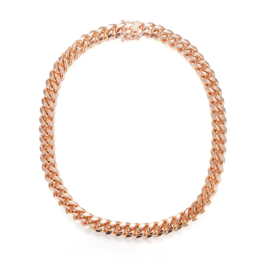 14mm Miami Cuban Link Chain in Rose Gold