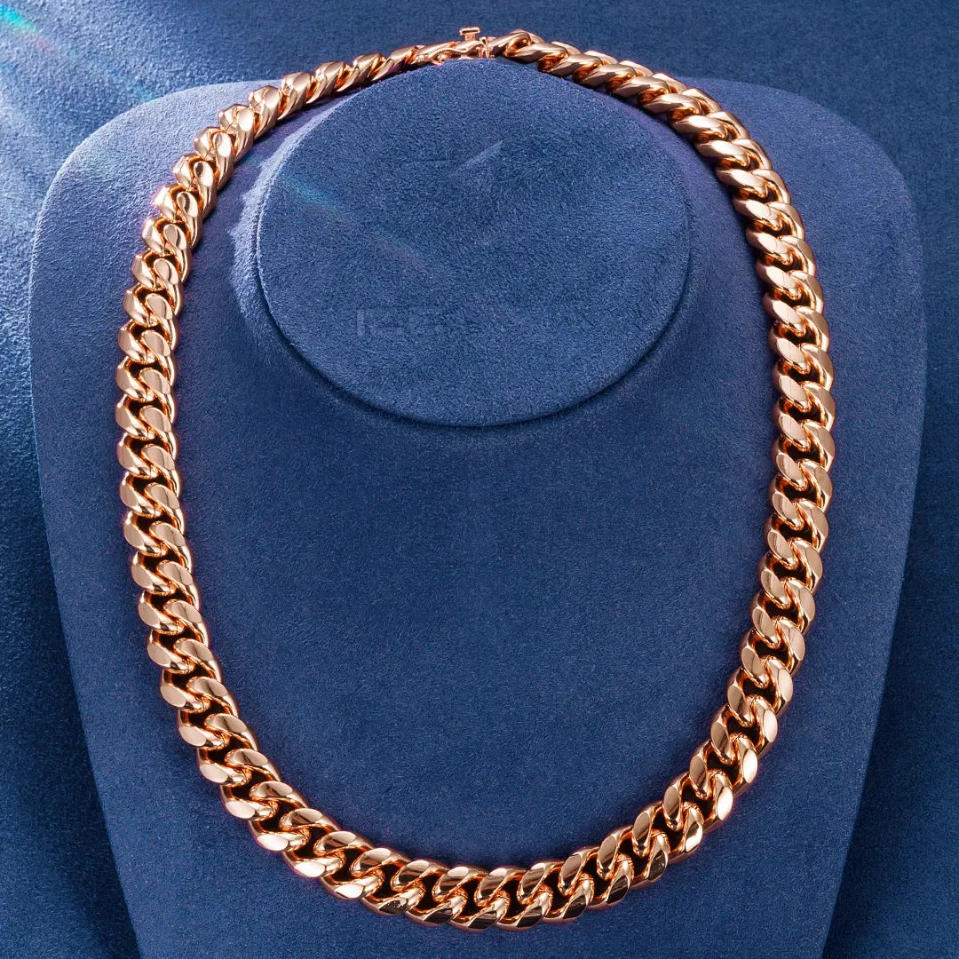 14mm Miami Cuban Link Chain in Rose Gold