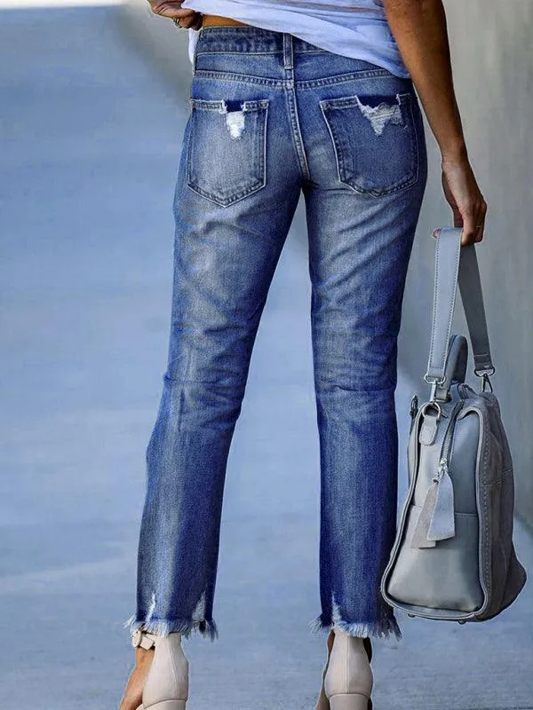 Women’s Ripped Straight Leg Jeans