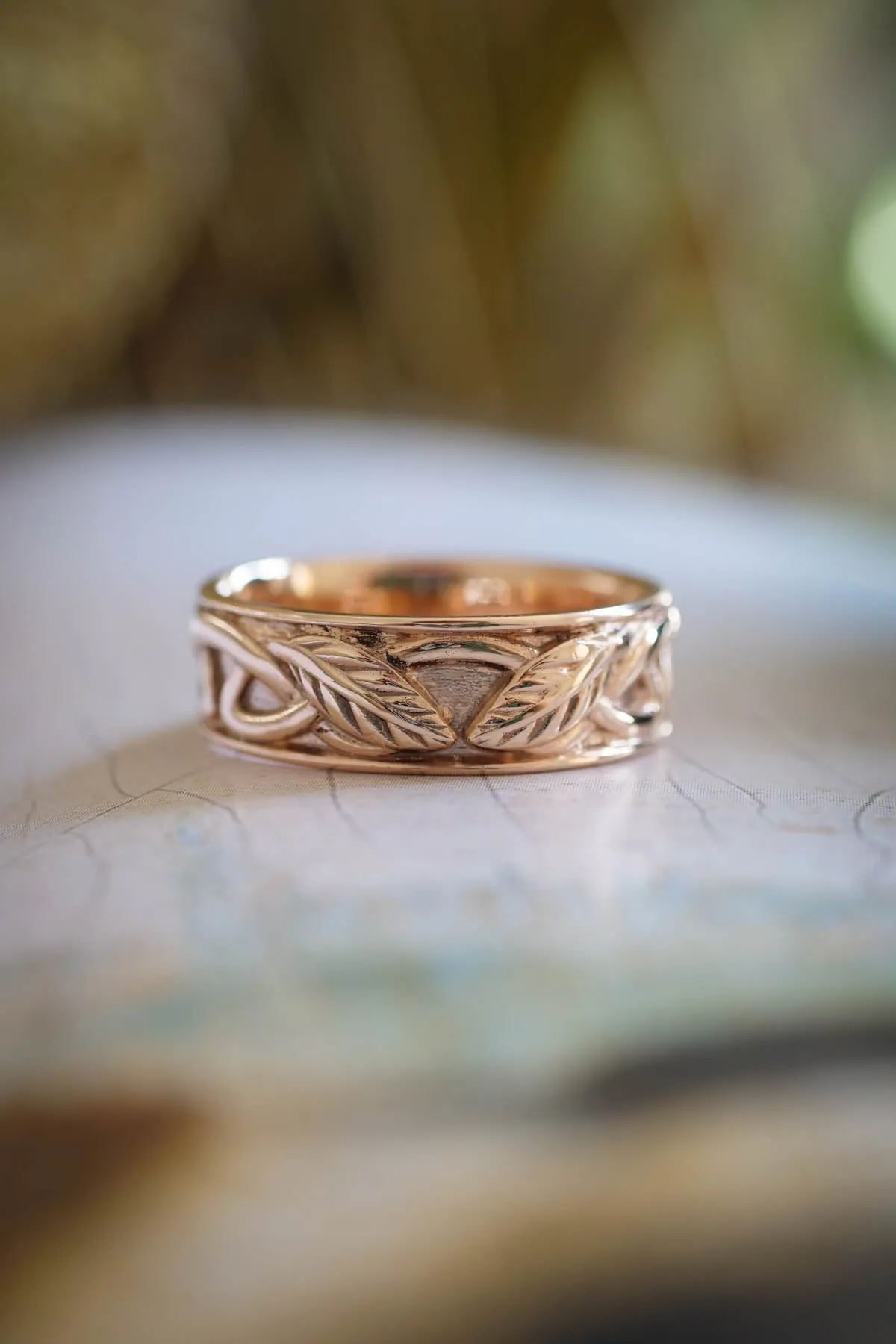 READY TO SHIP: Celtic wedding band in 14K rose gold, RING SIZE 9.5 US