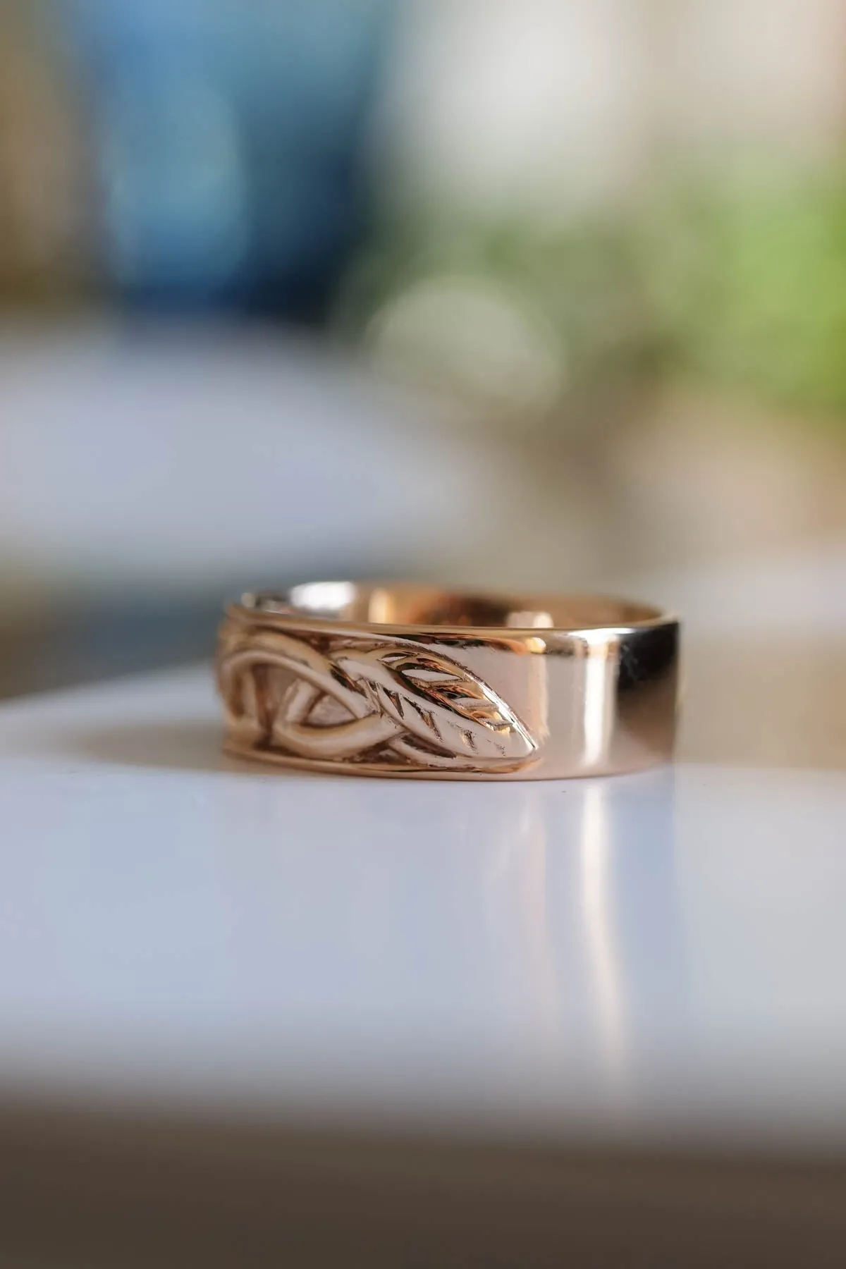 READY TO SHIP: Celtic wedding band in 14K rose gold, RING SIZE 9.5 US