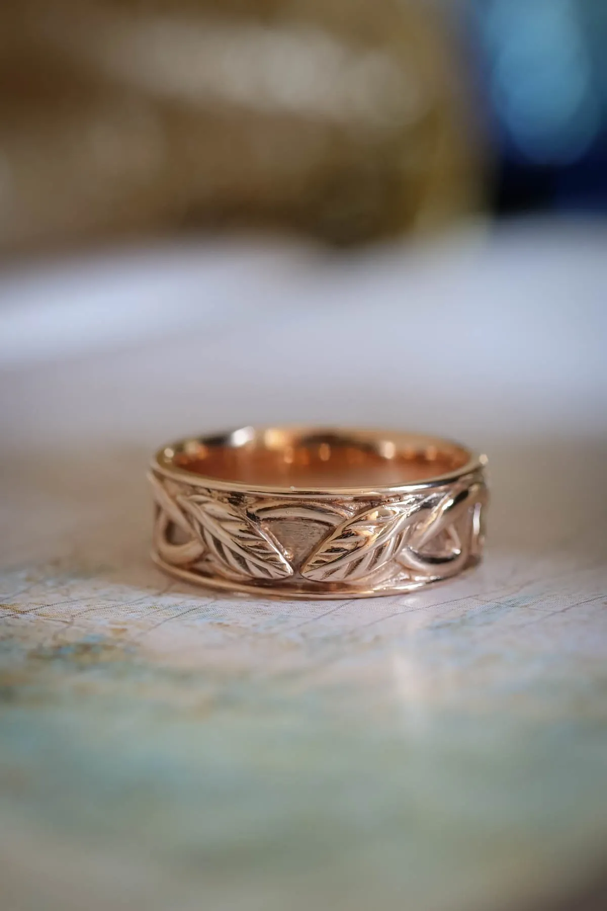 READY TO SHIP: Celtic wedding band in 14K rose gold, RING SIZE 9.5 US