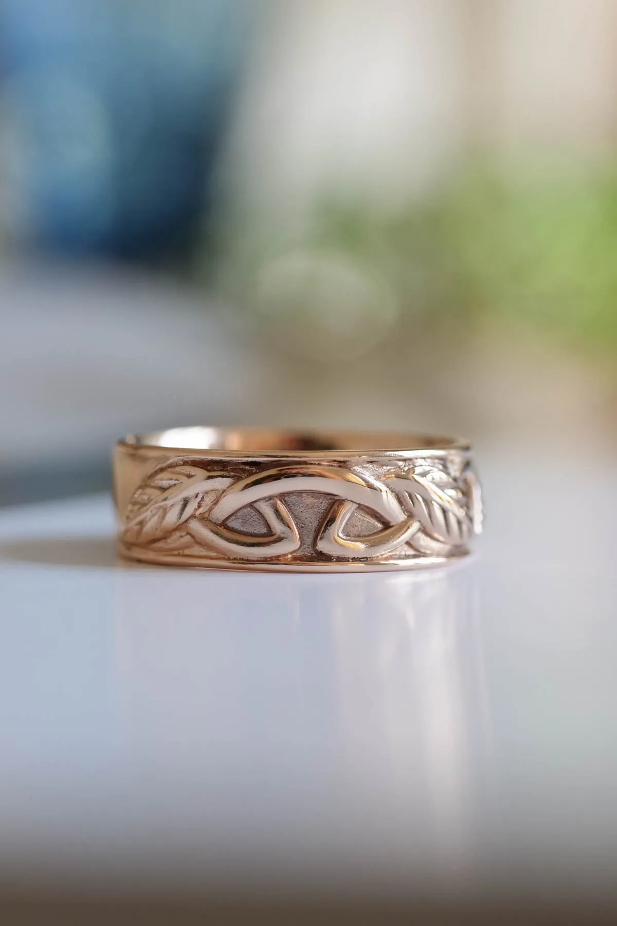 READY TO SHIP: Celtic wedding band in 14K rose gold, RING SIZE 9.5 US