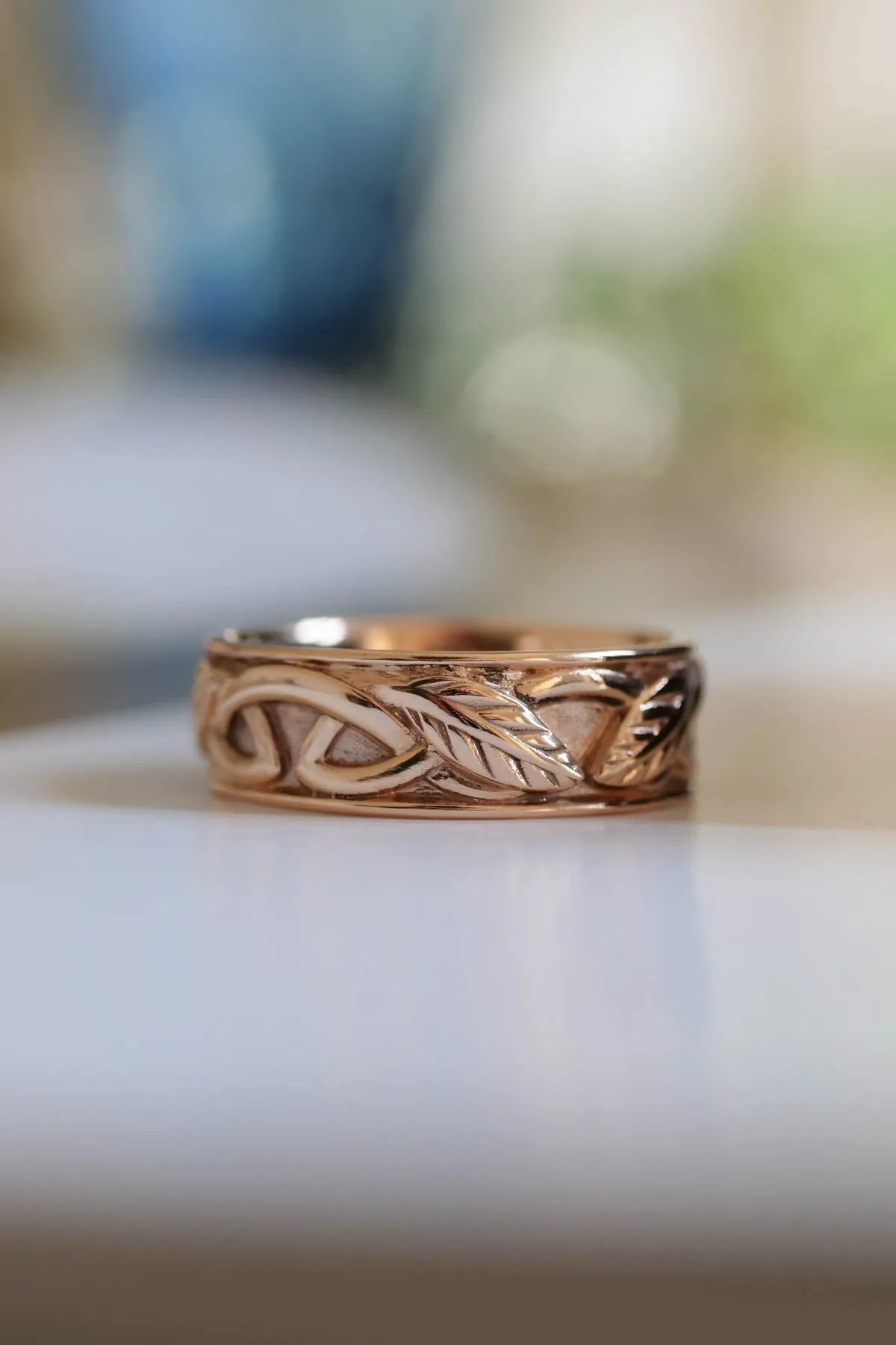 READY TO SHIP: Celtic wedding band in 14K rose gold, RING SIZE 9.5 US