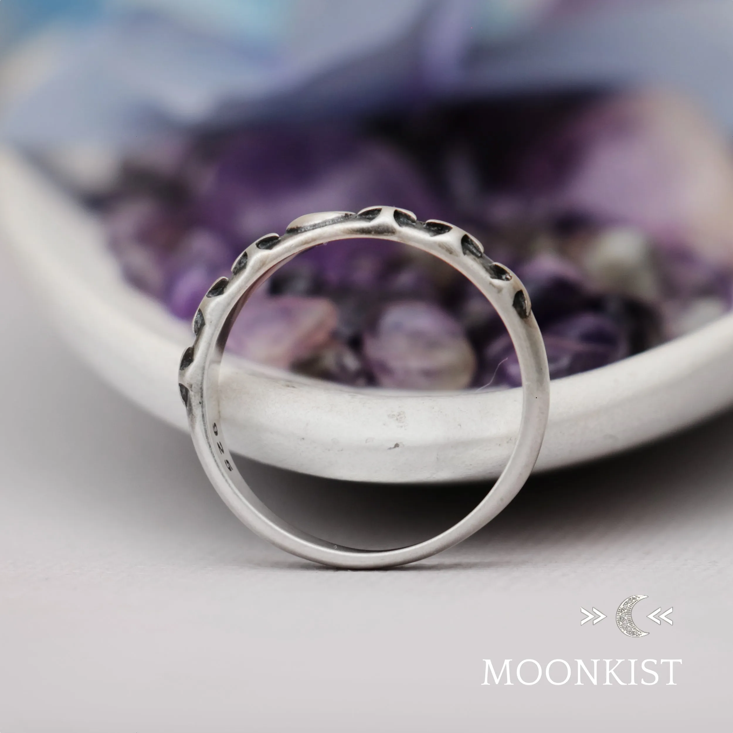 Crescent Moon and Trees Wedding Ring  | Moonkist Designs