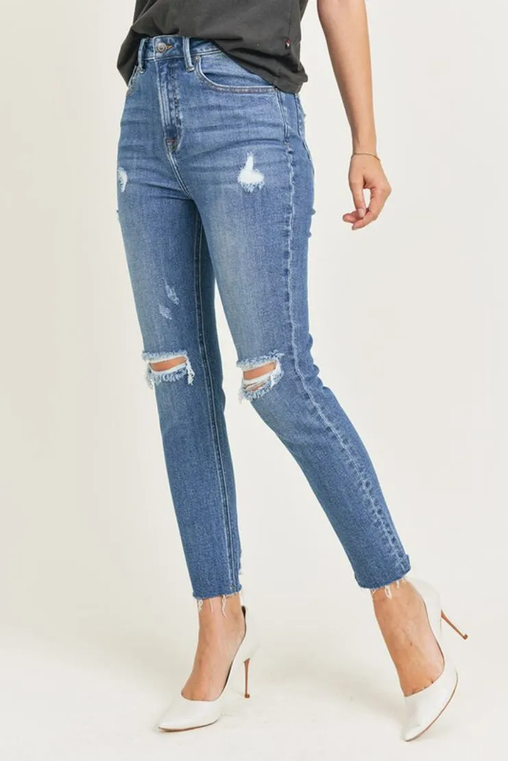 High Rise Distressed Skinny Jeans