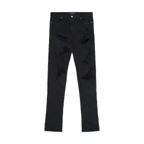 RTA DENIS MINI FLARE RIPPED BLACK JEANS