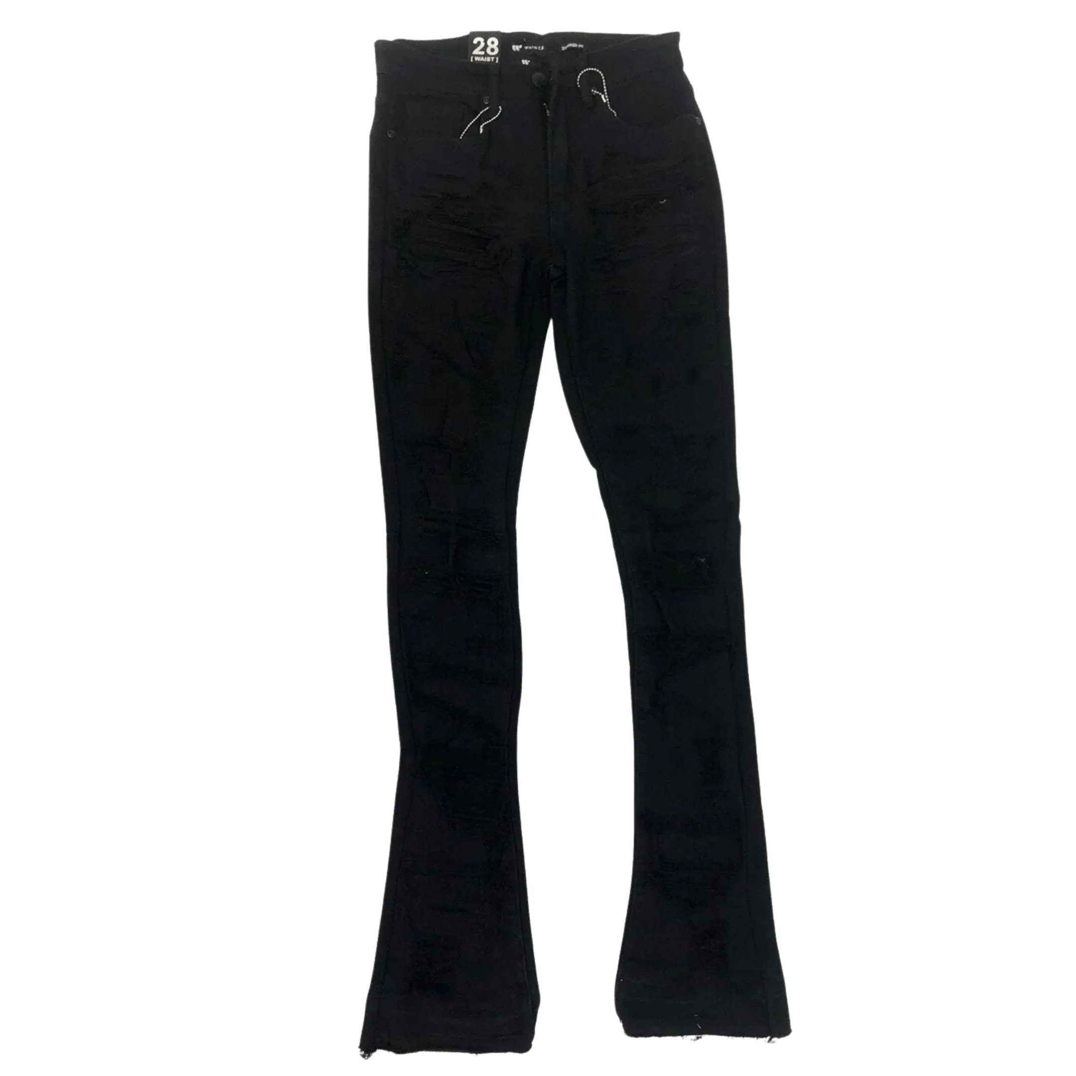 WAIMEA Men Distress Stacked Jeans - Jet Black