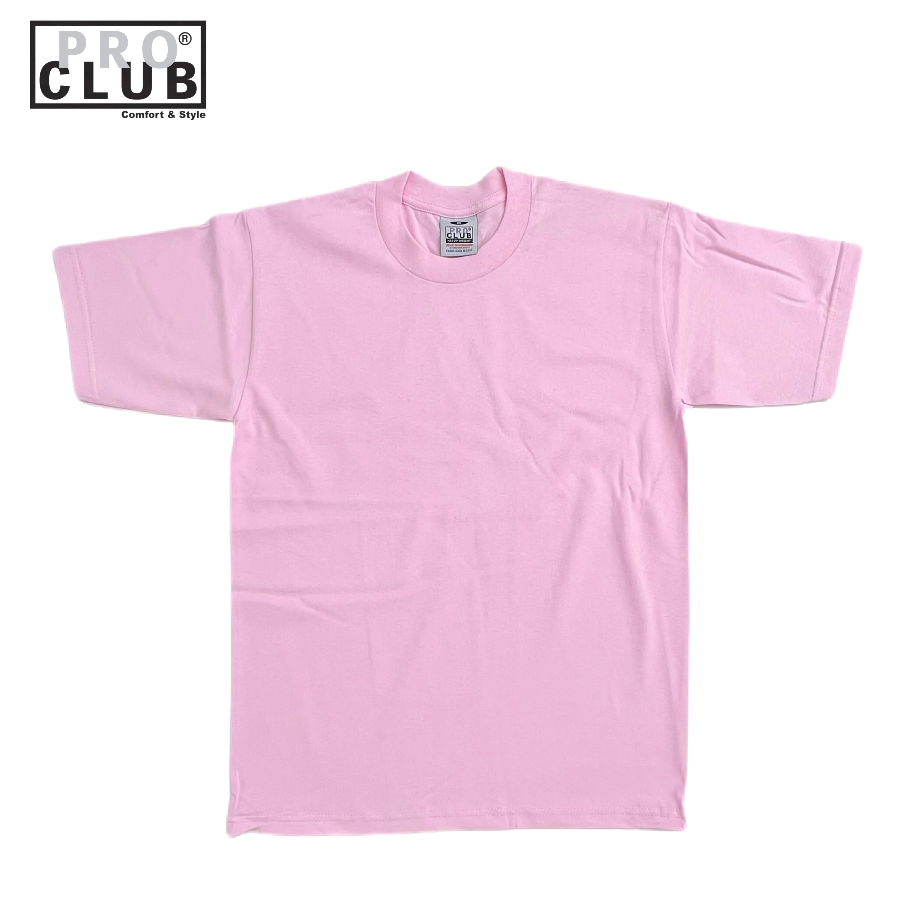 Pro Club Men's Heavyweight Cotton Short Sleeve Crew Neck T-Shirt - Pink