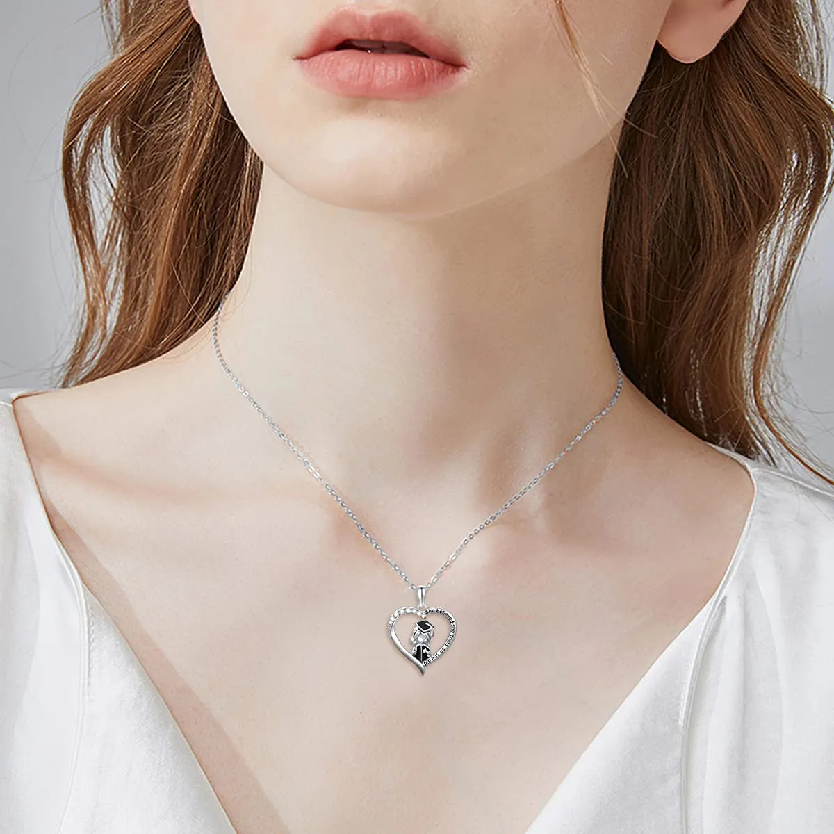 Graduation Jewelry Girl Necklace Sterling Silver Graduate Pendant Necklace for College Girls Friends Students Professor