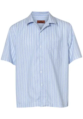 Short Sleeve Popeline Shirt Light Blue Zig Zag