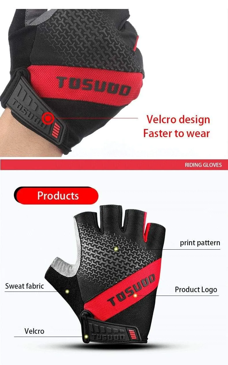 Cycling Bike Half Finger Non-slip Gloves Shockproof Summer Breathable MTB Road Bicycle Gloves Men Women Cycling Equipment