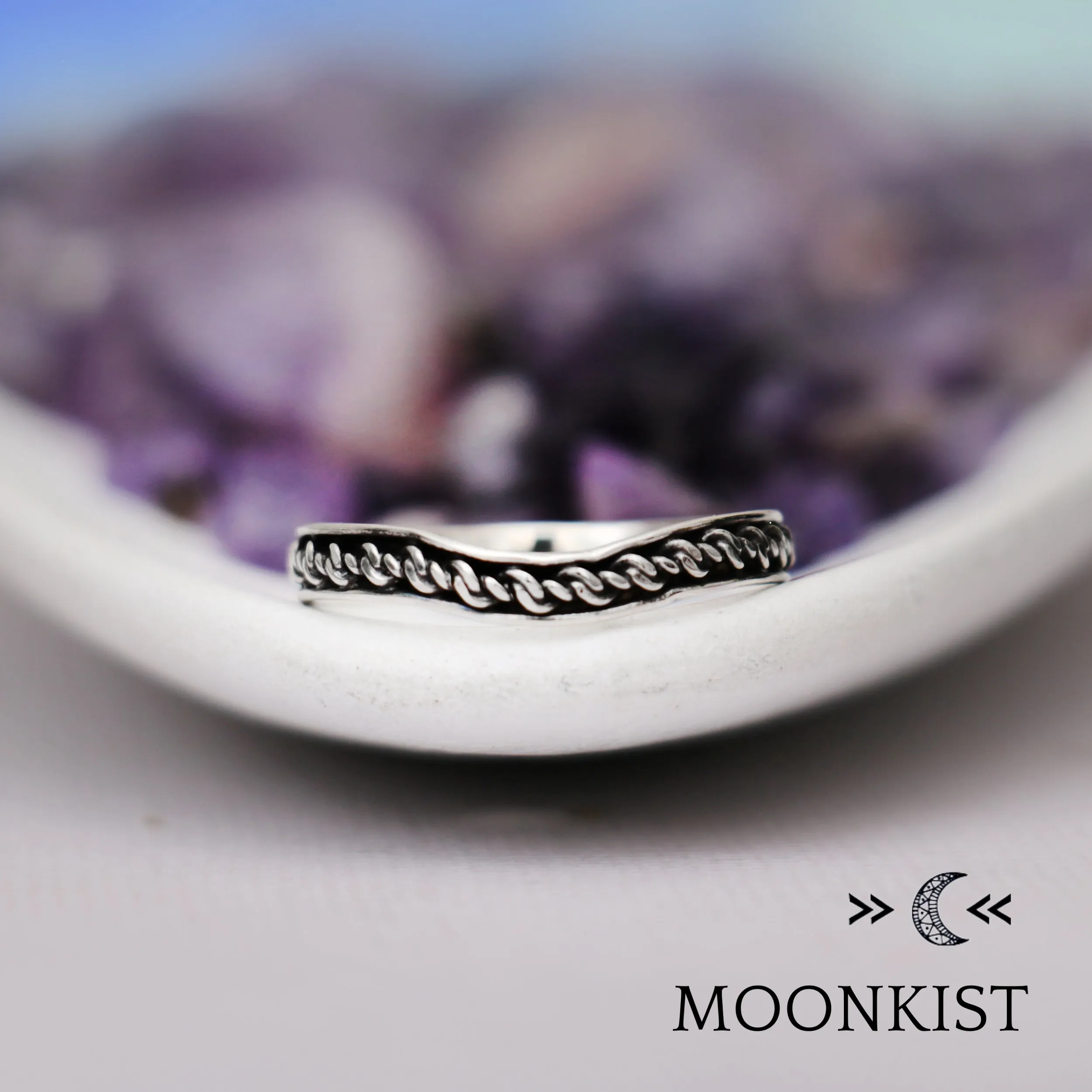 Sterling Silver Love Knot Curved Wedding Ring  | Moonkist Designs