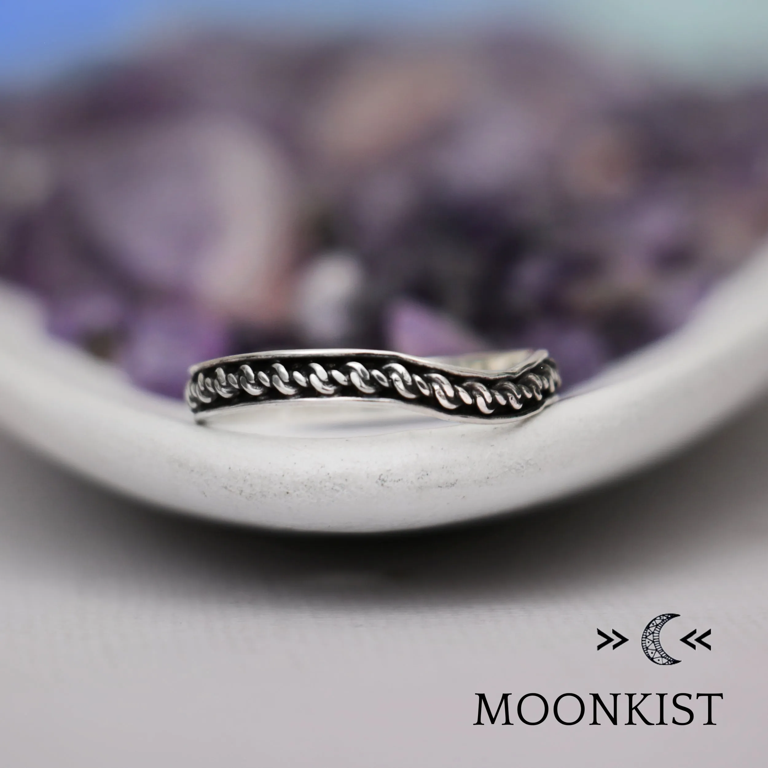 Sterling Silver Love Knot Curved Wedding Ring  | Moonkist Designs